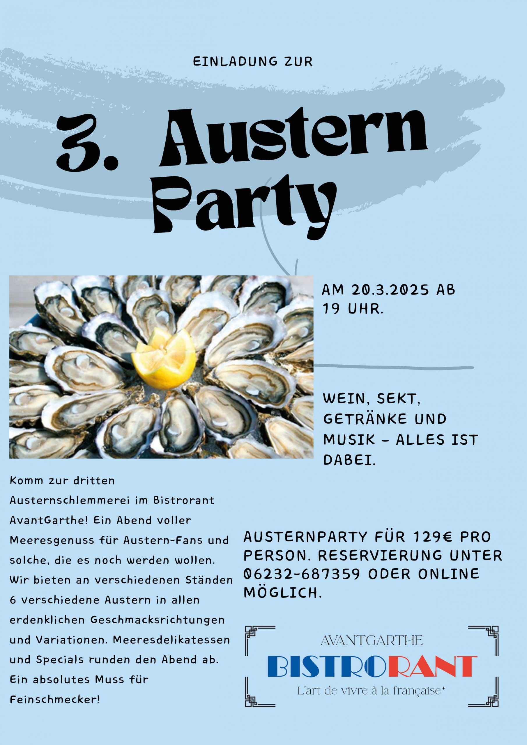 Austernparty im Bistrorant AvantGarthe in Speyer