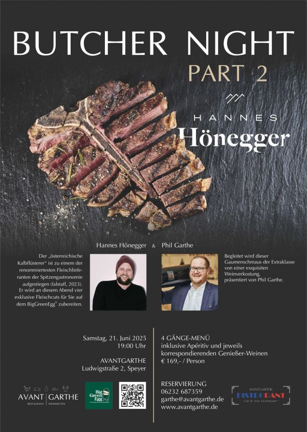 Butcher Night Part 2 mit Andreas Hönegger im AvantGarthe Bistrorant in Speyer